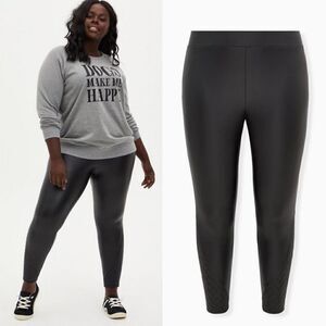 Torrid Women's Platinum Quilted Hem Leggings Cut Faux Leather Black Size 1XL